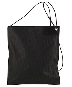 Dior Black Stamped Canvas Large Flat Messenger Bag