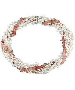 Cultured Freshwater Pearl Strawberry Chip Necklace