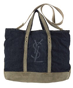 Yves Saint Laurent Large Blue Denim Logo Tote