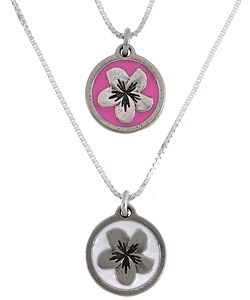 Plumeria Flower Enamel Charm Necklace
