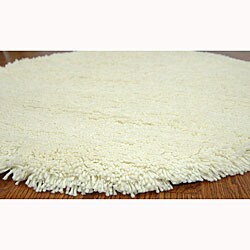 Hand-woven Shag Solo Honey White Rug (4' Round)