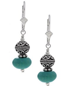 Charming Life Turquoise and Bali Bead Sterling Silver Earrings