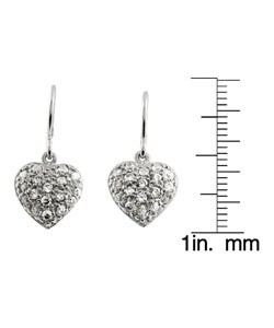 Sterling Silver Dangle Pave CZ Heart Earrings