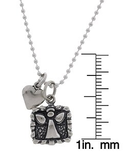Girl's Guardian Angel and Heart Charm Necklace