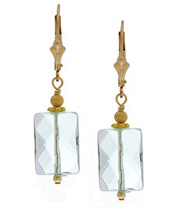 Blue Aqua Quartz Square Earrings (14k gold fill)