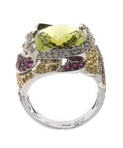 14k White Gold 1/4ct TDW Diamond Multi Gemstone Ring