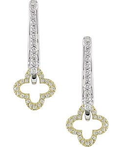14k Two-tone Gold 1/2ct TDW Flower Hoop Earrings