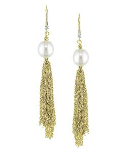 14k Yellow Gold Cultured Freshwater Pearl Earrings (9-9.5 mm)