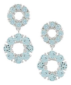 Sterling Silver Blue Topaz Flower Drop Earrings