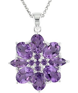 Sterling Silver Amethyst Flower Pendant