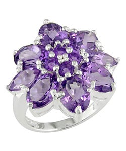 Sterling Silver Amethyst Flower Ring