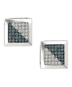 10k Gold 1/5ct TDW Blue & White Diamond Earrings