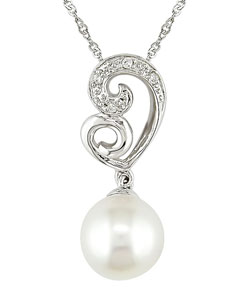14k White Gold Freshwater Pearl Diamond Necklace (Case of 3)