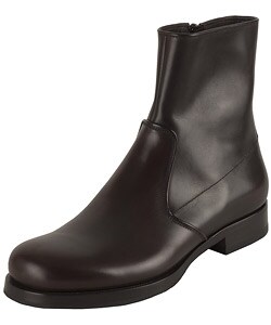 Prada Men's Leather Boots with Side Zip Closure