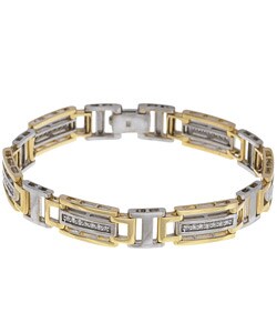 14k Two-tone Gold 1ct TDW Diamond Men's Bracelet