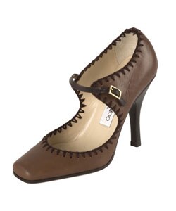 Cheap Jimmy Choo Brown Leather Pumps with Thread Trim