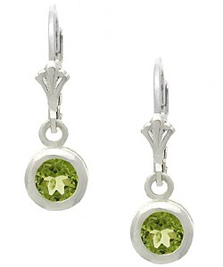 Sterling Silver Peridot Leverback Earrings