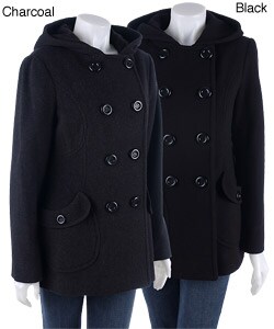 Justsweet Double-breasted Hooded Peacoat