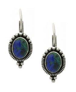 Sterling Silver Azurite Leverback Earrings