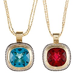 Two-tone Red CZ Pendant with Clear Accents