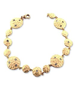 Matte Goldtone and CZ Accent Designer Bracelet