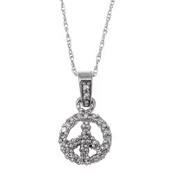10k Gold 1/10ct TDW Diamond Peace Sign Necklace (L, I3)