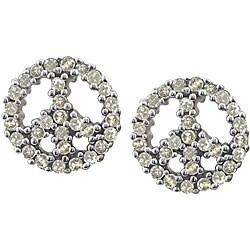 10k Gold 1/4ct TDW Diamond Peace Sign Earrings