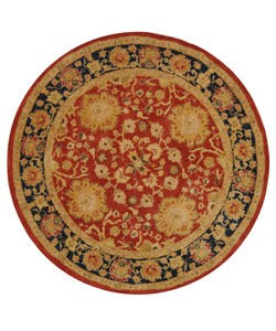 Hand-spun Oushak Red Wool Rug (4' Round)