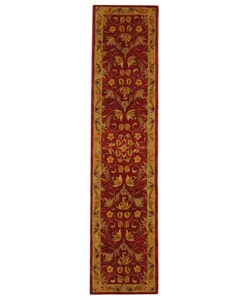 Hand-spun Hereditary Burgundy Wool Rug (2'3 x 10')