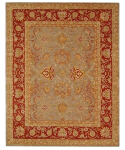 Hand-spun Grey/ Red Tribal Wool Rug (8' x 10')