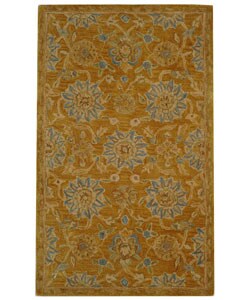 Hand-spun Red Medallions Wool Rug (3' x 5')