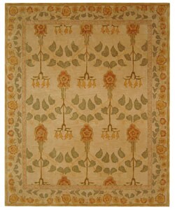 Hand-spun Ancestral Tree Ivory Wool Rug (8' x 10')