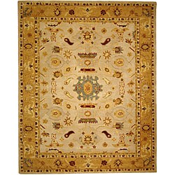 Hand-spun Tribal Ivory Wool Rug (5' x 8')