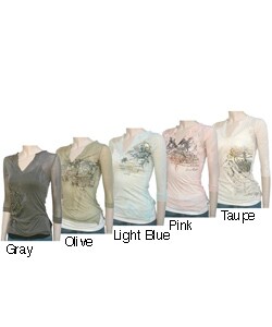 Rue 21 Sheer 3/4-sleeve Printed Tee Shirt