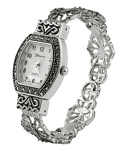 Geneva Platinum Convex Marcasite Women's Watch