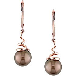 14k Gold Cultured FW Brown Pearl Earrings (8-8.5mm)
