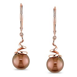 14k Pink Gold Brown Freshwater Pearl Earrings (8-8.5mm)