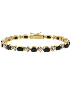 18k Gold over Sterling Silver Sapphire Diamond Bracelet