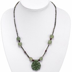 Garnet and Green Jade Necklace