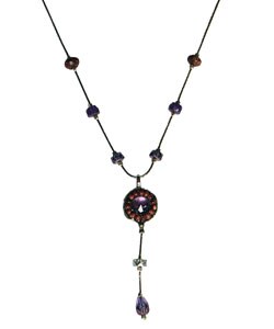 Daisy Dangle Amethyst & Goldstone Necklace (Israel)