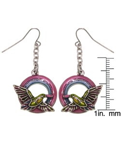 Rainbow Hummingbird Pewter Earrings