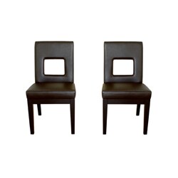 Percy Dark Brown Bi-cast Leather Cut-out Dining Chairs (Set of 2)
