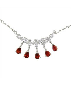 Sterling Silver Garnet Five Droplets Necklace (China)