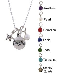 Inspire Word, Starfish and Gem Charm Necklace (7 choices)