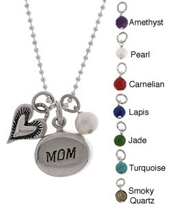 Charming Life 'Mom', Heart and Gem Charm Necklace