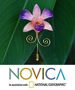 Glorious Dawn Natural Orchid Gold-plated Stickpin (Thailand)
