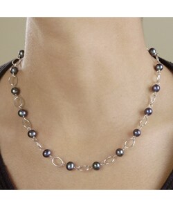 Fancy Cultured Freshwater Black Pearl Necklace