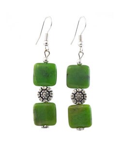 Handcrafted Silver Chrysophrase Dangle Earrings