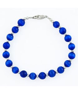 Deep Blue Cat's Eye & Silver Bracelet