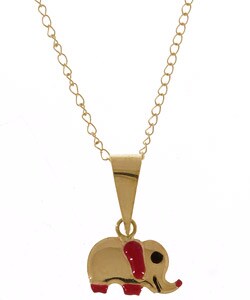 14K Gold Child's Red Elephant Pendant